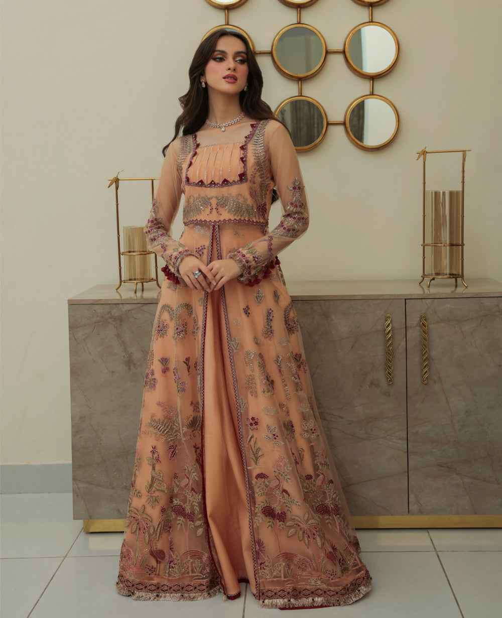 XENIA Formals Embroidered Net Unstitched 3Pc Suit - RADHA