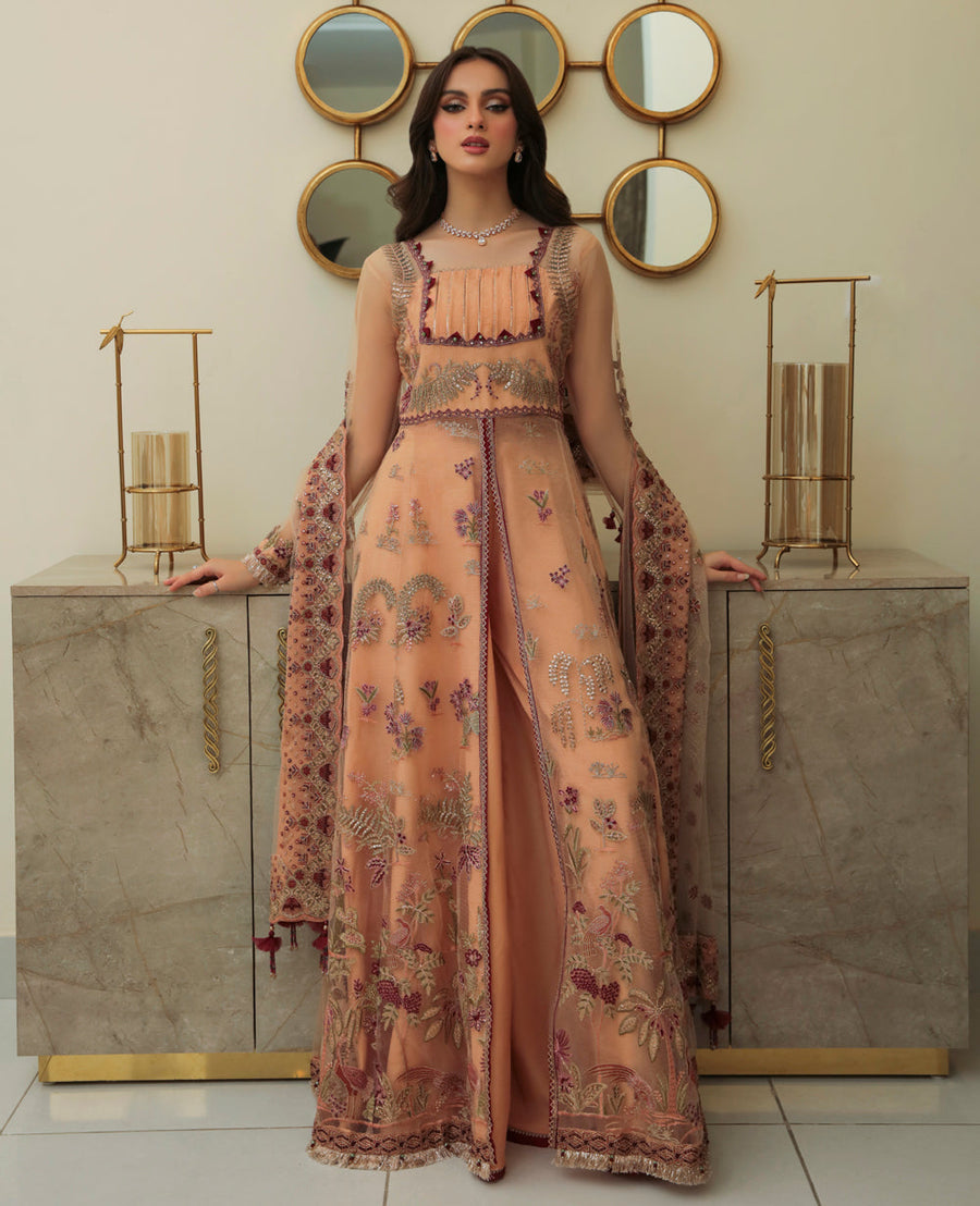 XENIA Formals Embroidered Net Unstitched 3Pc Suit - RADHA