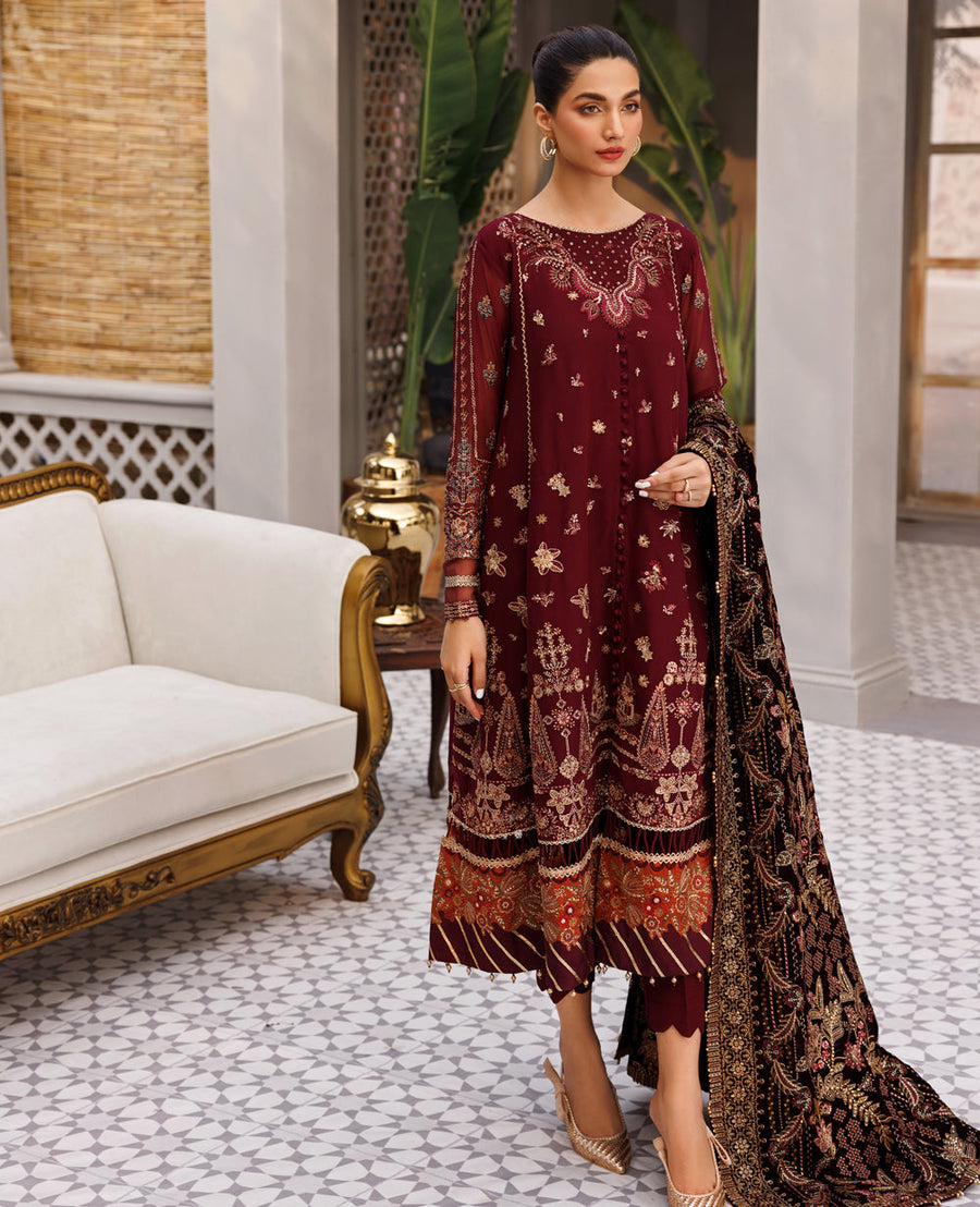 XENIA Formals Hera Luxury Unstitched Chiffon 3Pc Suit - VIDA