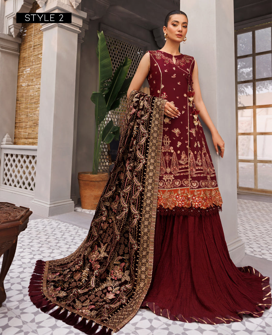 XENIA Formals Hera Luxury Unstitched Chiffon 3Pc Suit - VIDA