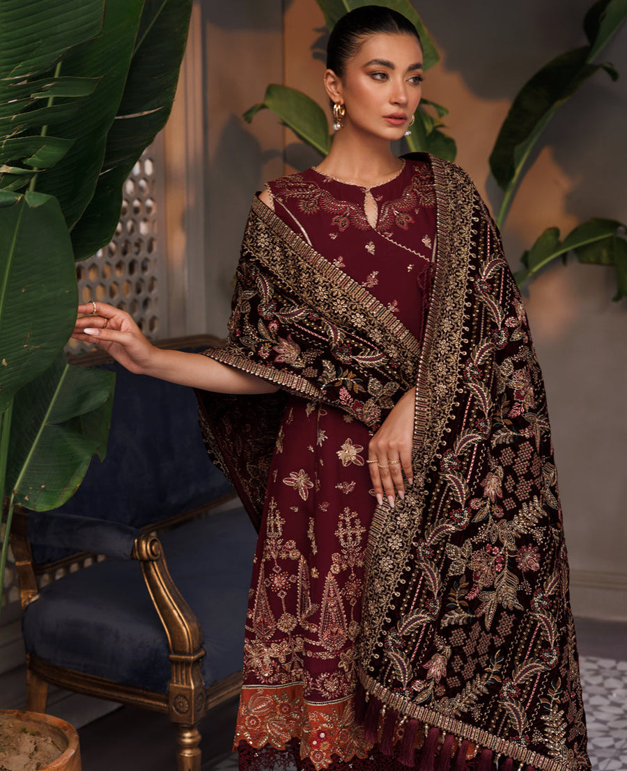 XENIA Formals Hera Luxury Unstitched Chiffon 3Pc Suit - VIDA