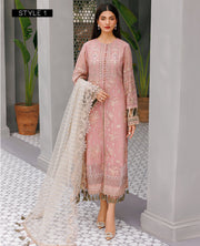 XENIA Formals Hera Luxury Unstitched Chiffon 3Pc Suit - TAUPE
