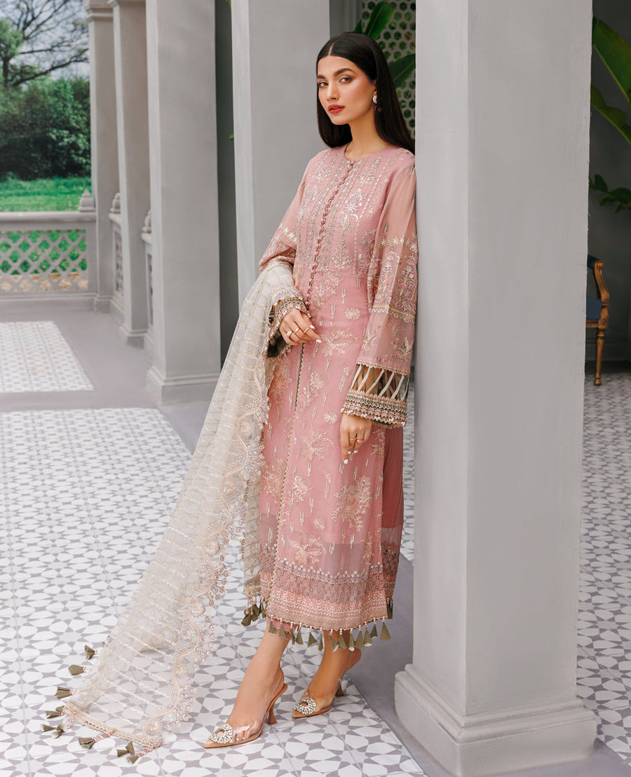 XENIA Formals Hera Luxury Unstitched Chiffon 3Pc Suit - TAUPE