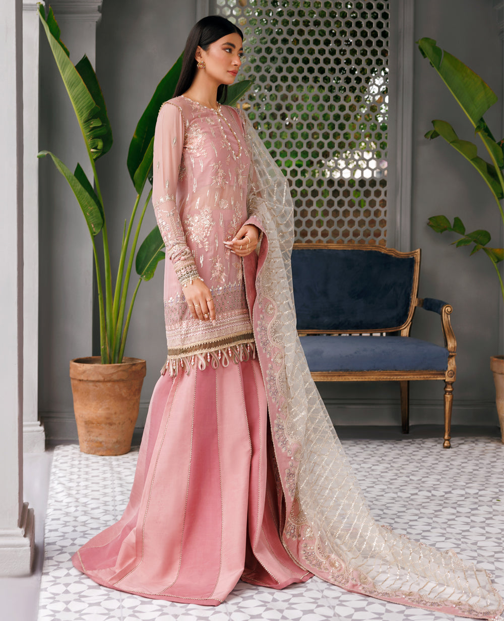 XENIA Formals Hera Luxury Unstitched Chiffon 3Pc Suit - TAUPE
