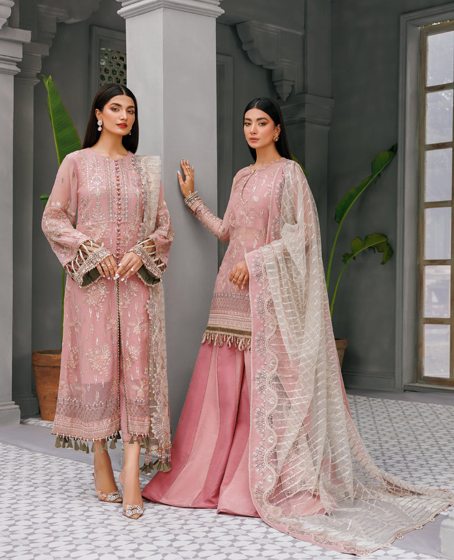 XENIA Formals Hera Luxury Unstitched Chiffon 3Pc Suit - TAUPE