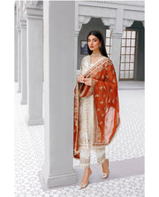 XENIA Formals Hera Luxury Unstitched Chiffon 3Pc Suit - FLEUR