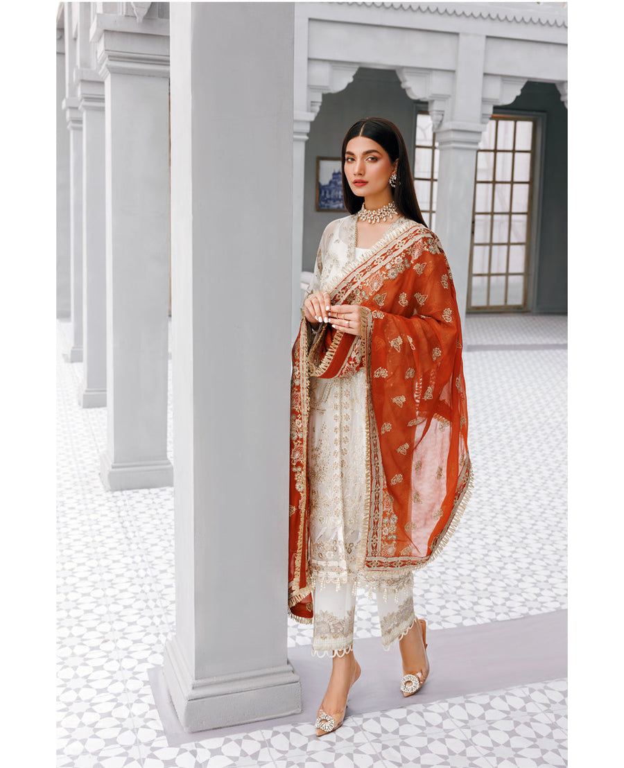 XENIA Formals Hera Luxury Unstitched Chiffon 3Pc Suit - FLEUR