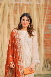 XENIA Formals Hera Luxury Unstitched Chiffon 3Pc Suit - FLEUR