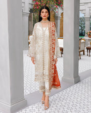 XENIA Formals Hera Luxury Unstitched Chiffon 3Pc Suit - FLEUR