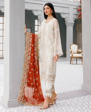 XENIA Formals Hera Luxury Unstitched Chiffon 3Pc Suit - FLEUR