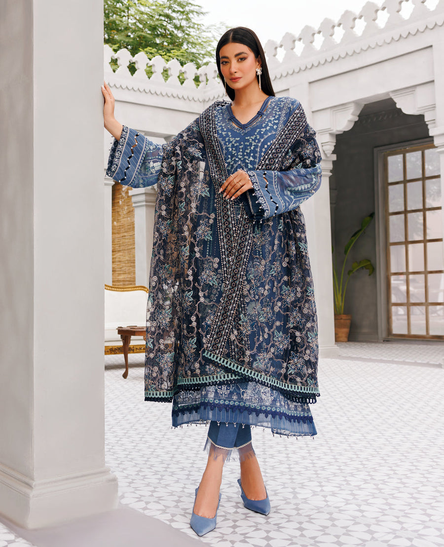 XENIA Formals Hera Luxury Unstitched Chiffon 3Pc Suit - FAYE