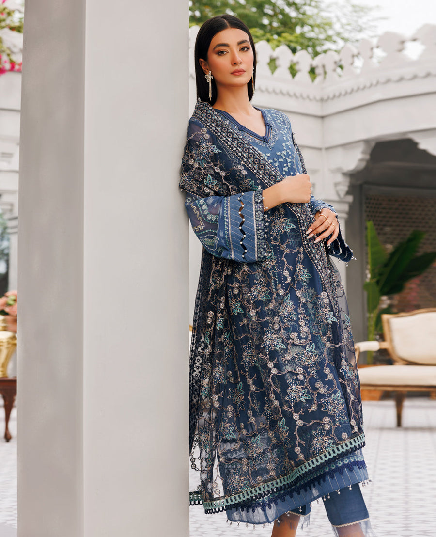 XENIA Formals Hera Luxury Unstitched Chiffon 3Pc Suit - FAYE