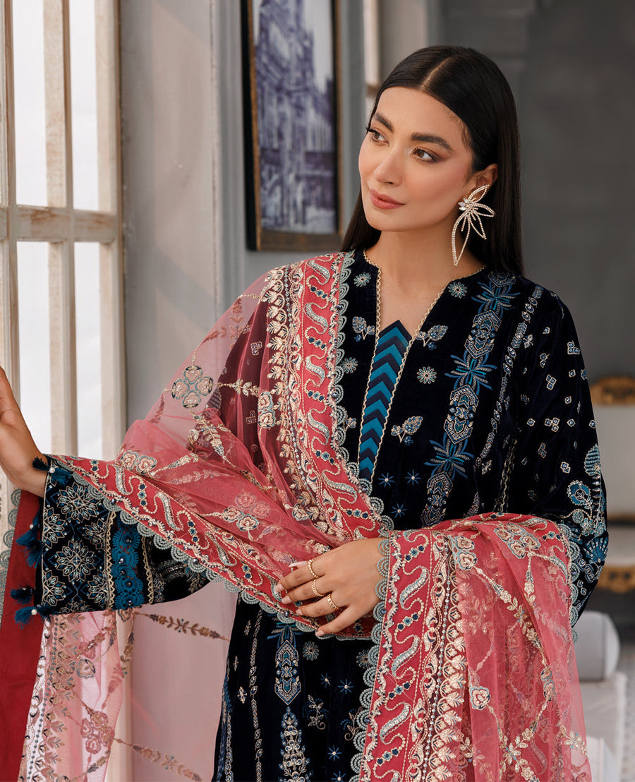 XENIA Formals Hera Luxury Unstitched Velvet 3Pc Suit - ZOONA