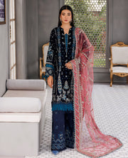 XENIA Formals Hera Luxury Unstitched Velvet 3Pc Suit - ZOONA