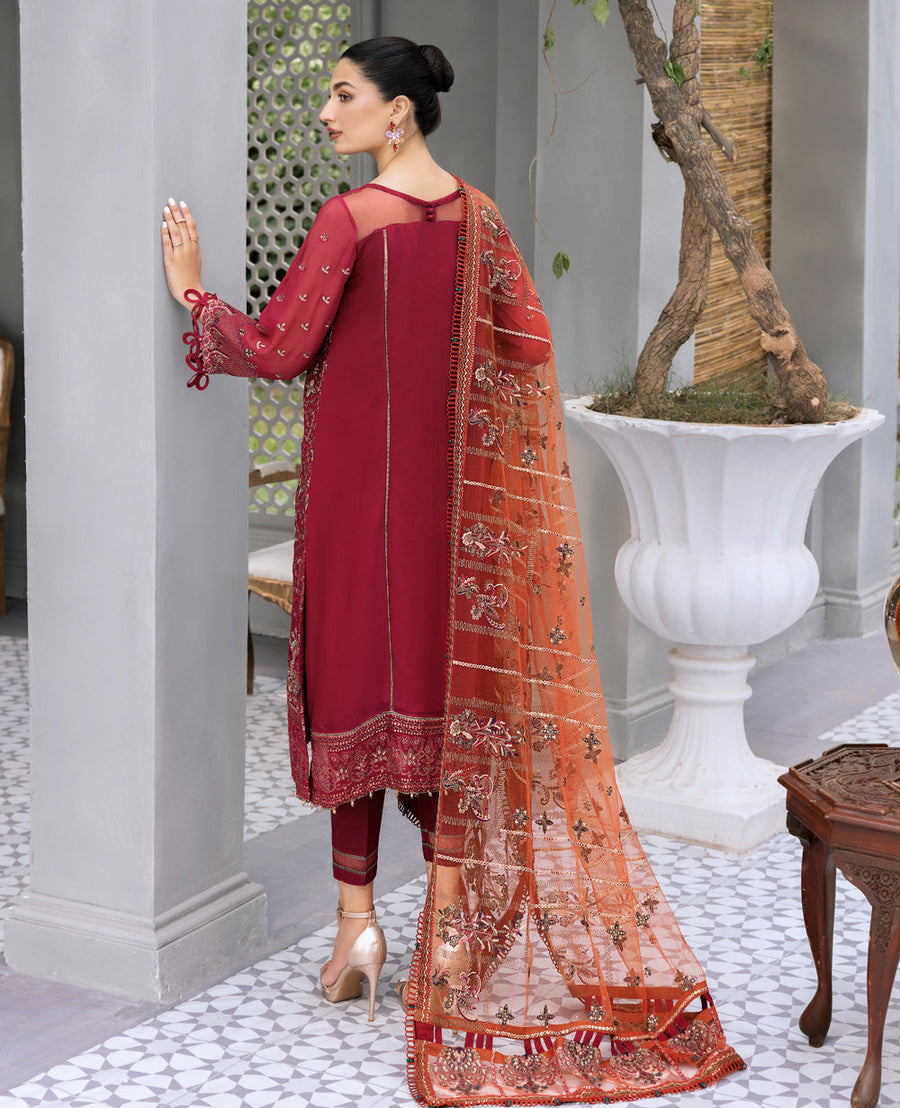 XENIA Formals Hera Luxury Unstitched Chiffon 3Pc Suit - LIVIA