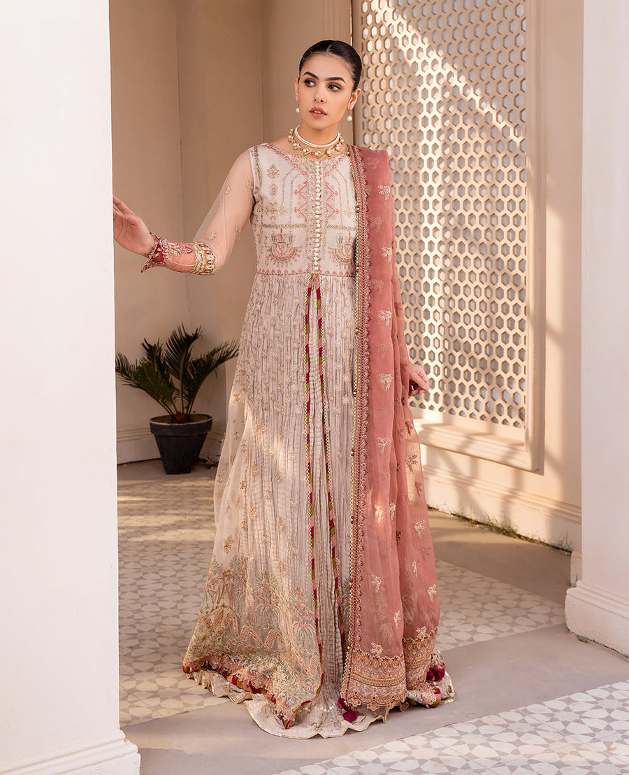 XENIA Formals Embroidered Net Unstitched 3Pc Suit - SHERMINA