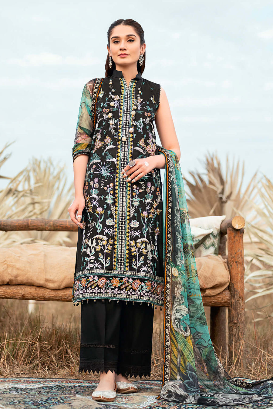 Ramsha Riwayat Embroidered Luxury Lawn Unstitched 3 Piece Suit Y-601