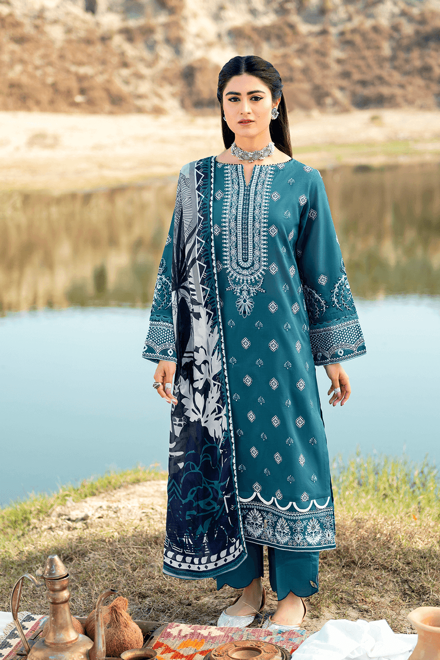 Ramsha Riwayat Embroidered Luxury Lawn Unstitched 3 Piece Suit Y-603