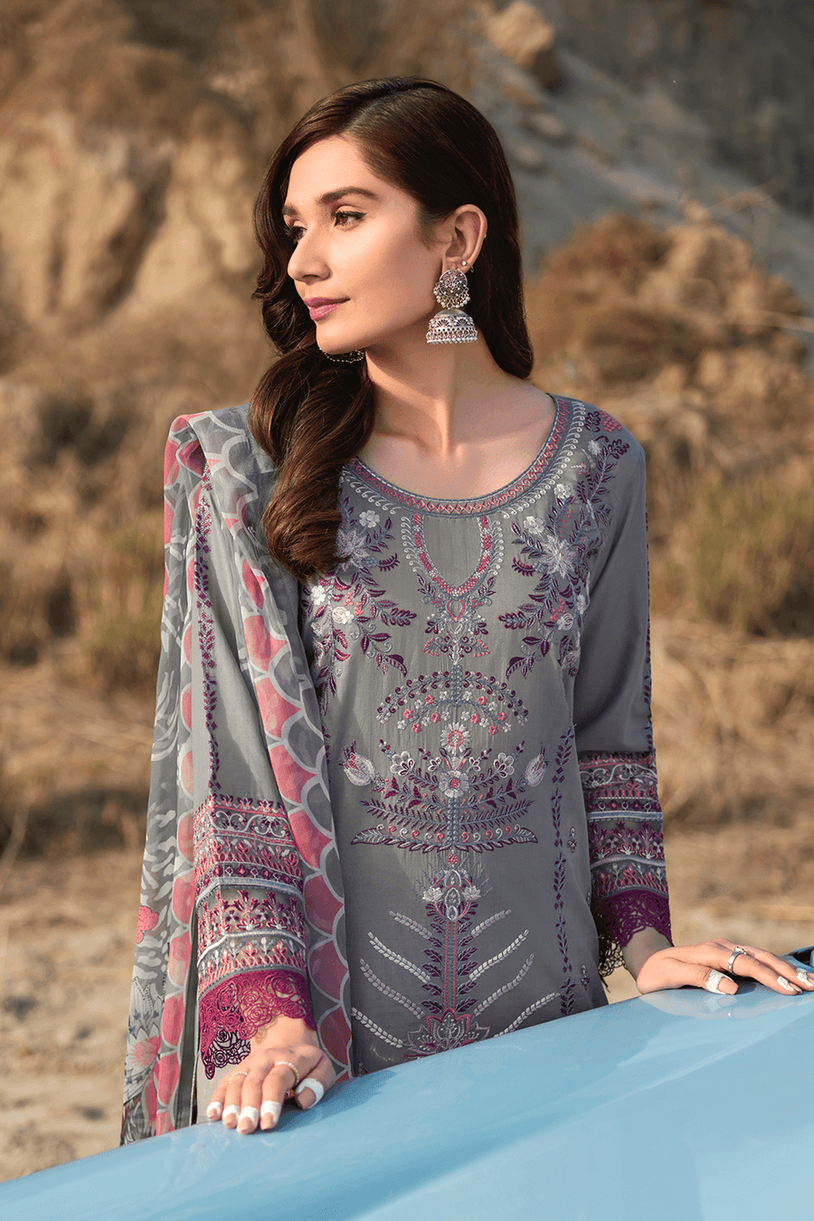 Ramsha Riwayat Embroidered Luxury Lawn Unstitched 3 Piece Suit Y-604