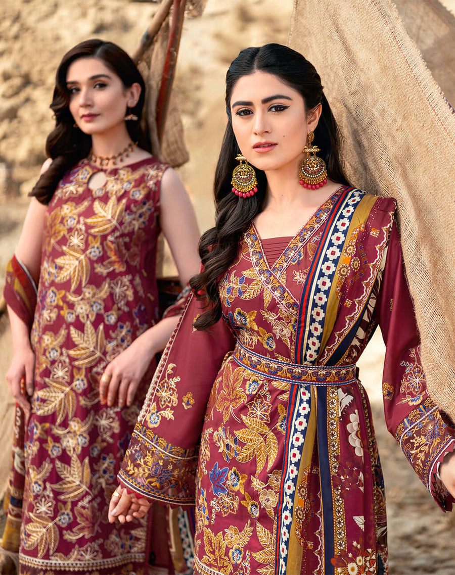 Ramsha Riwayat Embroidered Luxury Lawn Unstitched 3 Piece Suit Y-605