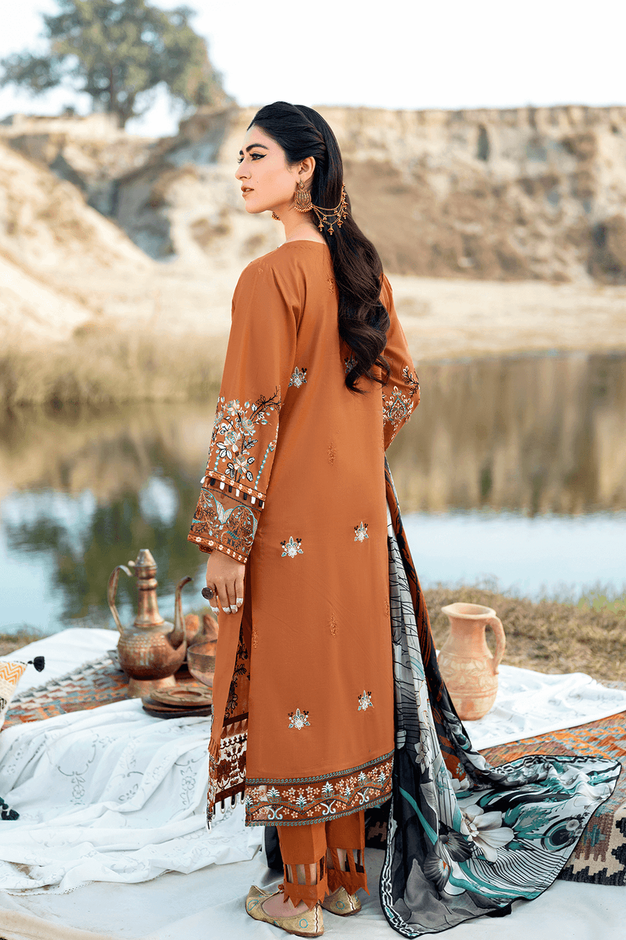 Ramsha Riwayat Embroidered Luxury Lawn Unstitched 3 Piece Suit Y-607