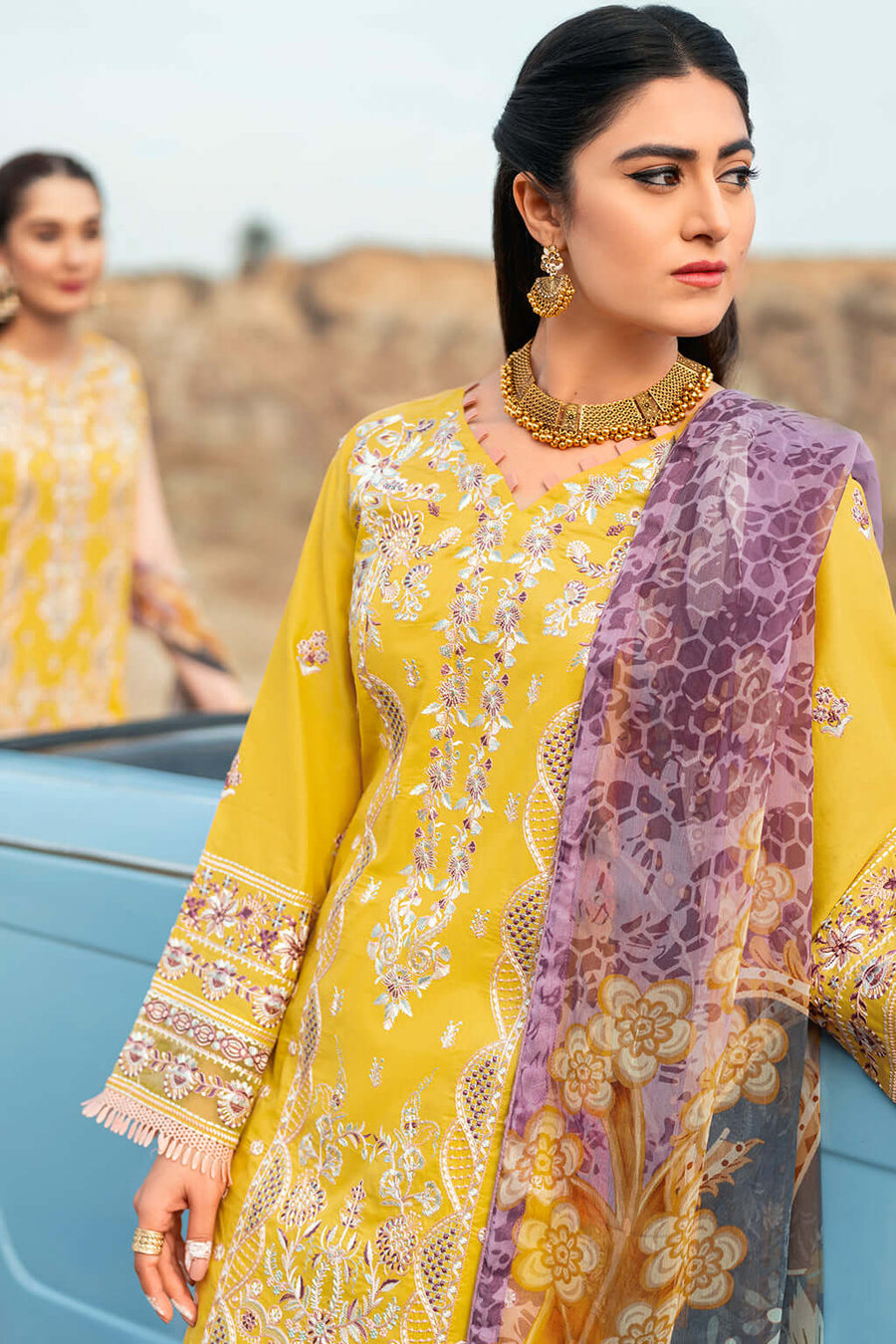 Ramsha Riwayat Embroidered Luxury Lawn Unstitched 3 Piece Suit Y-609