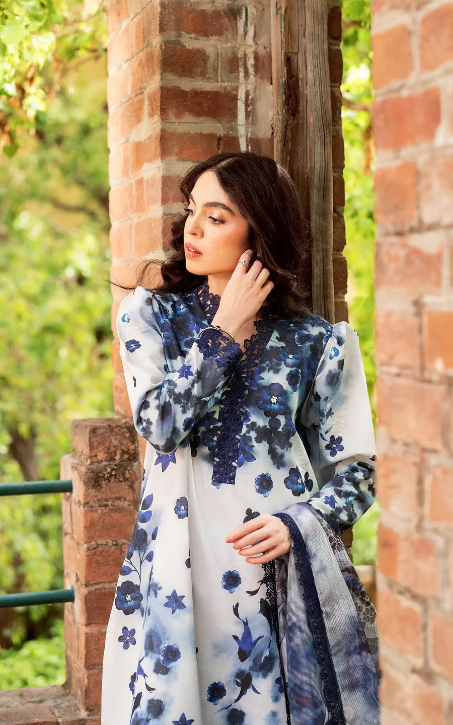 Asifa & Nabeel Yakin Unstitched Lawn 3Pc Suit YKL25-02 Dew and Dahlia