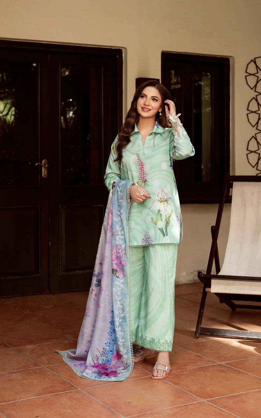 Asifa & Nabeel Yakin Unstitched Lawn 3Pc Suit YKL25-04 Floral Mist