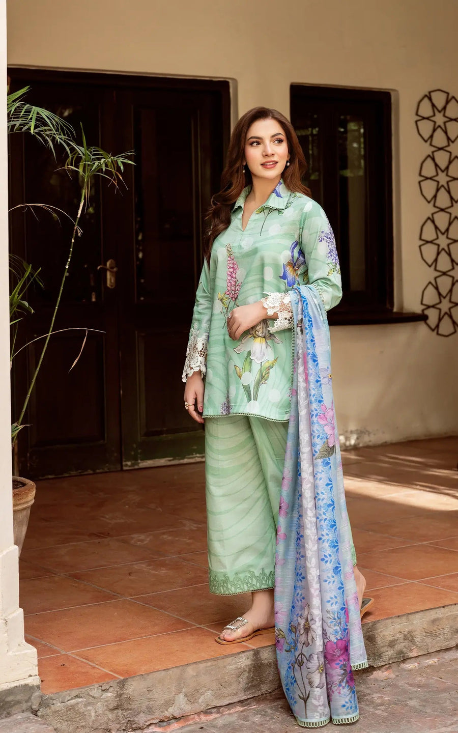 Asifa & Nabeel Yakin Unstitched Lawn 3Pc Suit YKL25-04 Floral Mist