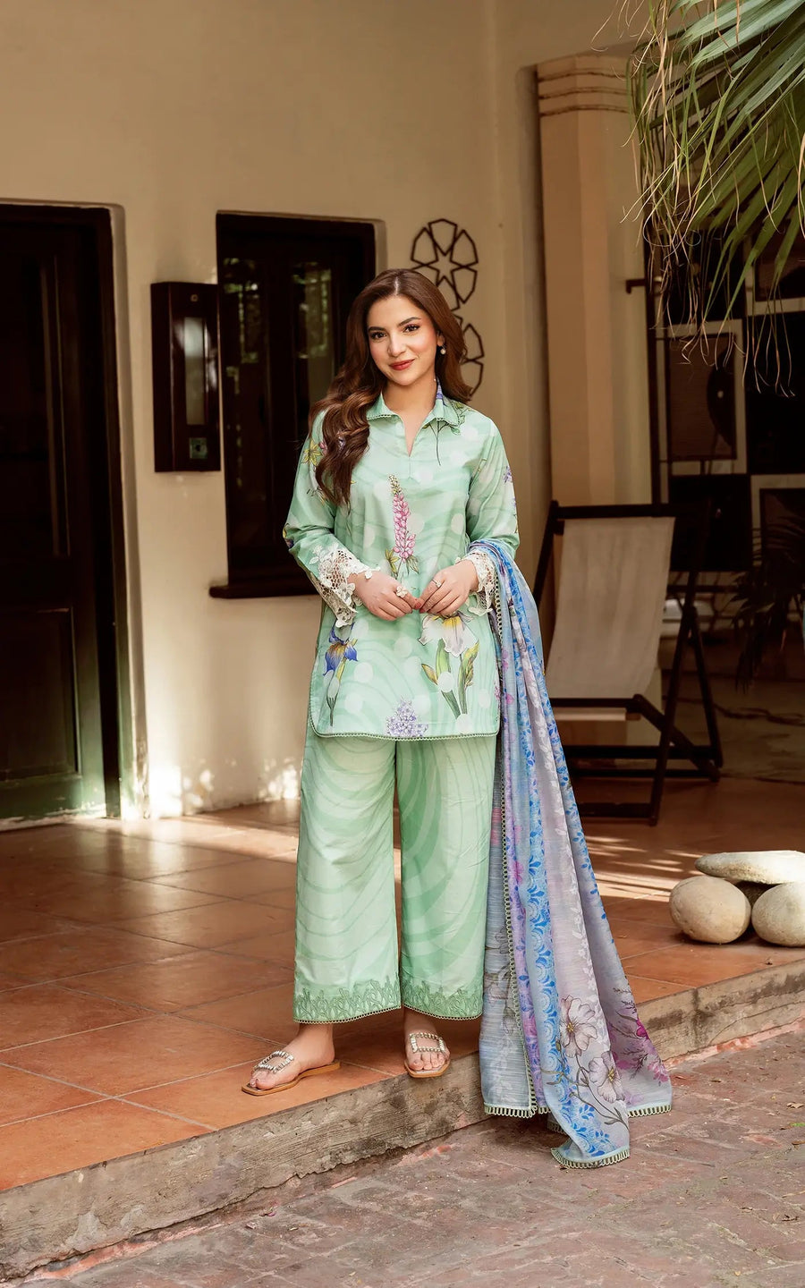 Asifa & Nabeel Yakin Unstitched Lawn 3Pc Suit YKL25-04 Floral Mist