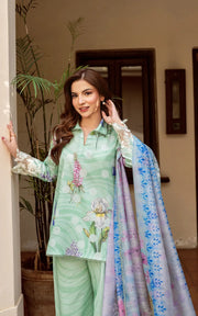 Asifa & Nabeel Yakin Unstitched Lawn 3Pc Suit YKL25-04 Floral Mist