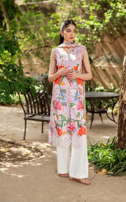 Asifa & Nabeel Yakin Unstitched Lawn 3Pc Suit YKL25-07 Pastel Bloom