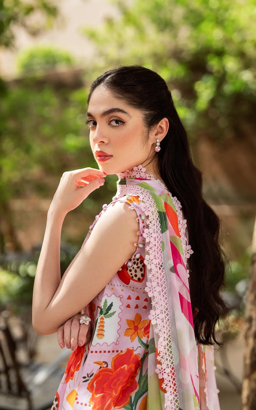 Asifa & Nabeel Yakin Unstitched Lawn 3Pc Suit YKL25-07 Pastel Bloom
