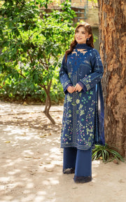 Asifa & Nabeel Yakin Unstitched Lawn 3Pc Suit YKL25-08 Moonlit Garden