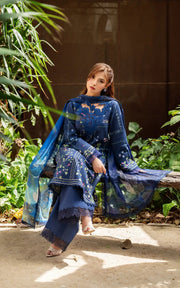 Asifa & Nabeel Yakin Unstitched Lawn 3Pc Suit YKL25-08 Moonlit Garden