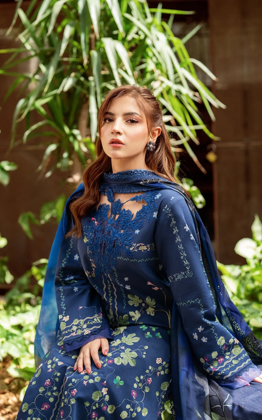 Asifa & Nabeel Yakin Unstitched Lawn 3Pc Suit YKL25-08 Moonlit Garden