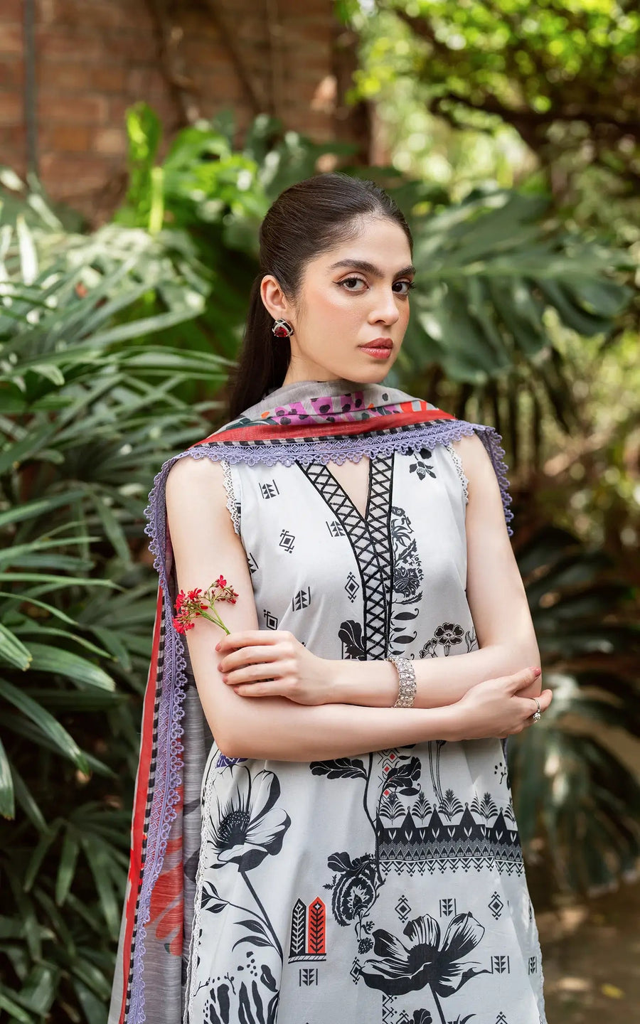 Asifa & Nabeel Yakin Unstitched Lawn 3Pc Suit YKL25-09 Wildflower Veil