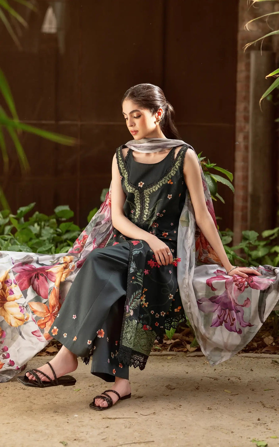 Asifa & Nabeel Yakin Unstitched Lawn 3Pc Suit YKL25-11 Elysian