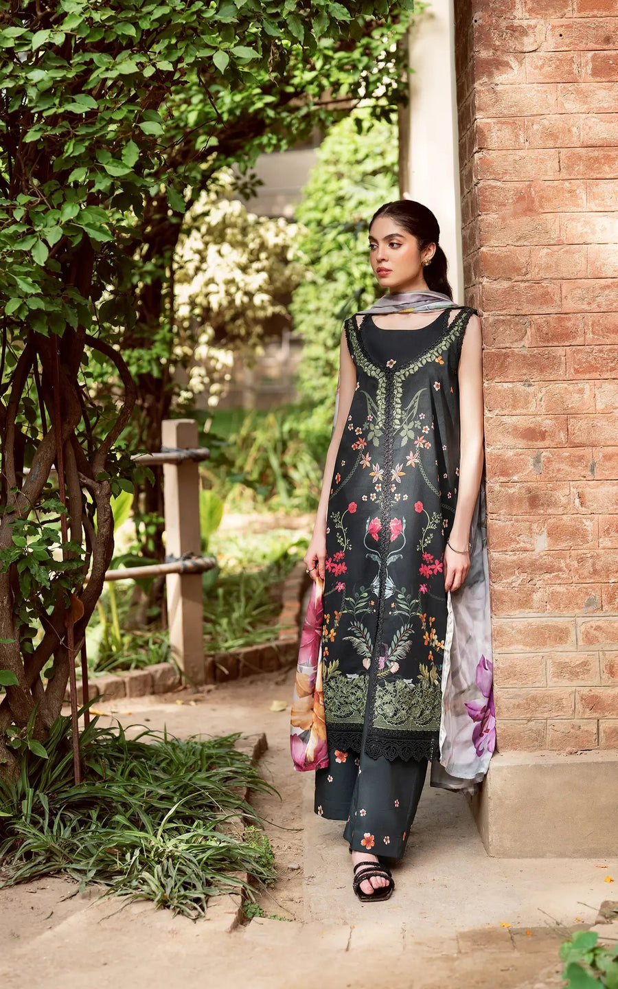Asifa & Nabeel Yakin Unstitched Lawn 3Pc Suit YKL25-11 Elysian