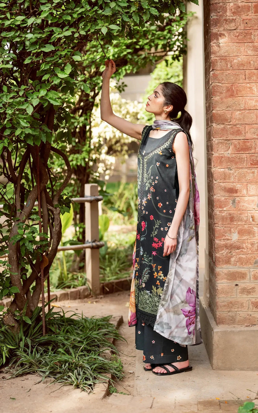 Asifa & Nabeel Yakin Unstitched Lawn 3Pc Suit YKL25-11 Elysian