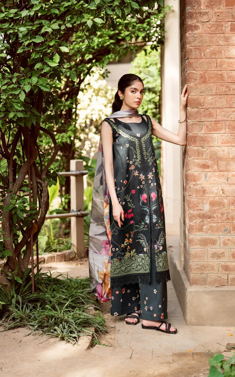 Asifa & Nabeel Yakin Unstitched Lawn 3Pc Suit YKL25-11 Elysian