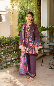 Asifa & Nabeel Yakin Unstitched Lawn 3Pc Suit YKL25-12 Whimsical Flora