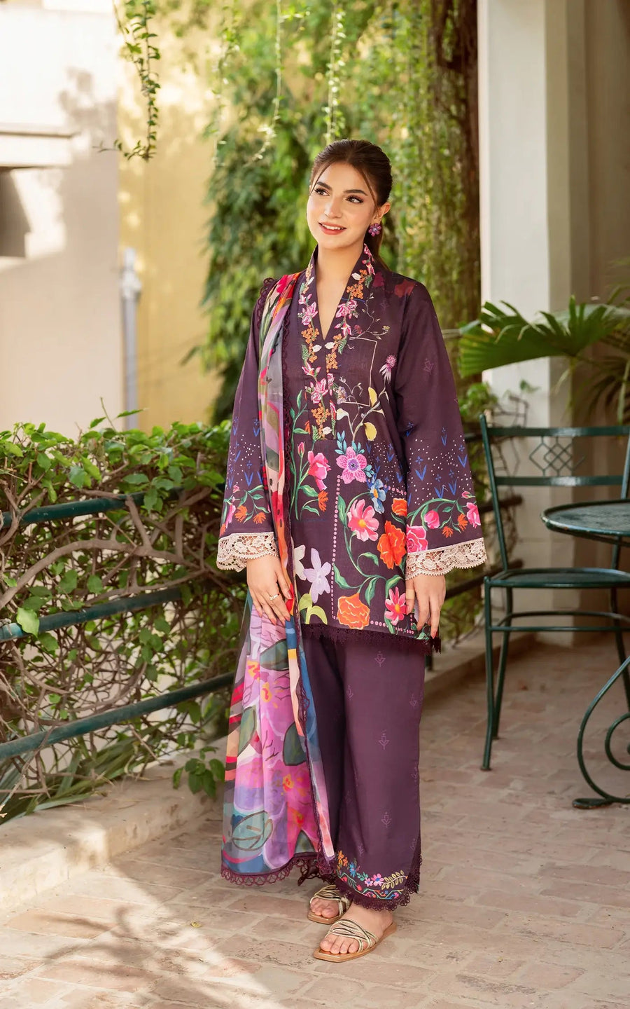 Asifa & Nabeel Yakin Unstitched Lawn 3Pc Suit YKL25-12 Whimsical Flora