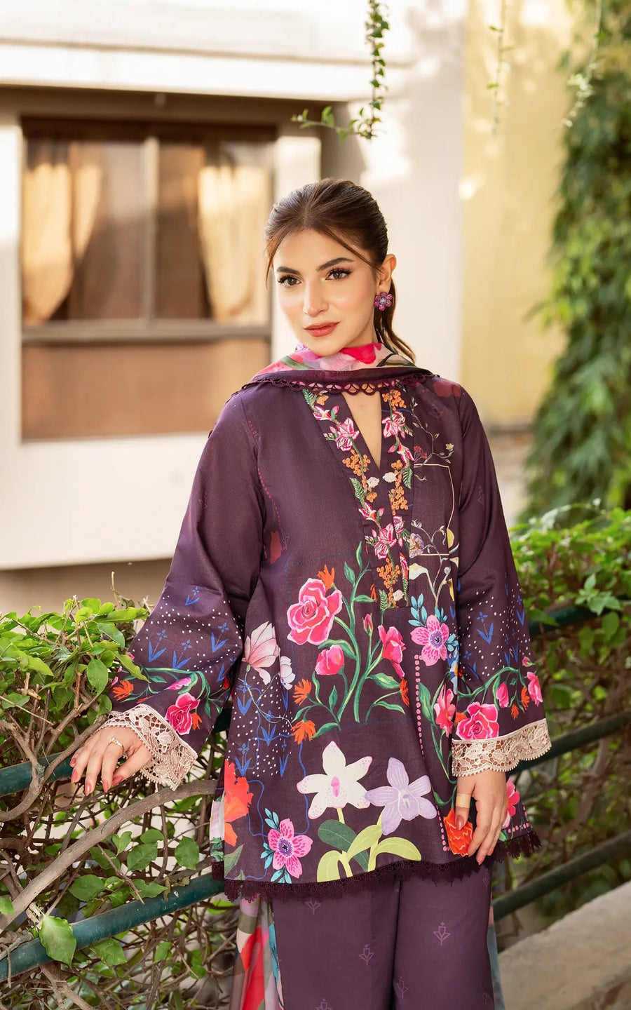 Asifa & Nabeel Yakin Unstitched Lawn 3Pc Suit YKL25-12 Whimsical Flora