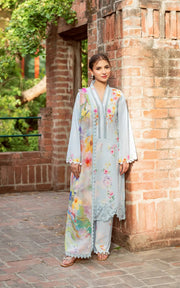 Asifa & Nabeel Yakin Unstitched Lawn 3Pc Suit YKL25-14 Whisper of Spring