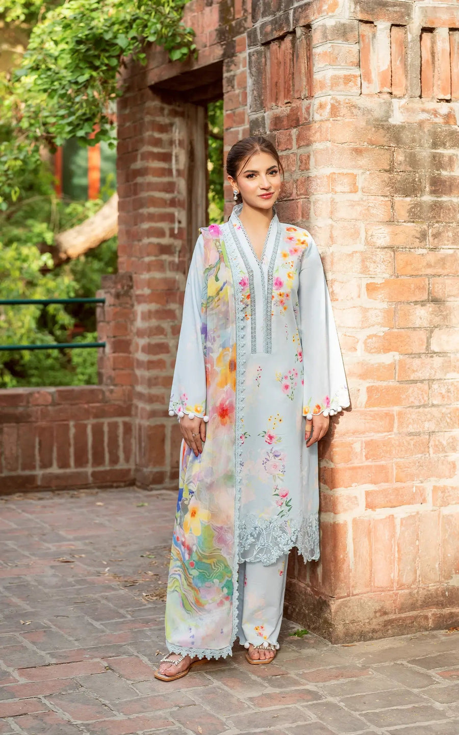 Asifa & Nabeel Yakin Unstitched Lawn 3Pc Suit YKL25-14 Whisper of Spring