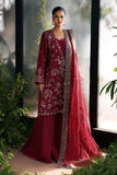 Afrozeh La Fuchsia Embroidered Raw Silk Unstitched 3Pc Suit ALF-25-V1-09 YALIRA