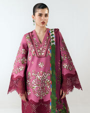 Jugnu Lahore Spring Summer Unstitched Embroidered Cotton 3Pc Suit - Yawi