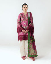 Jugnu Lahore Spring Summer Unstitched Embroidered Cotton 3Pc Suit - Yawi