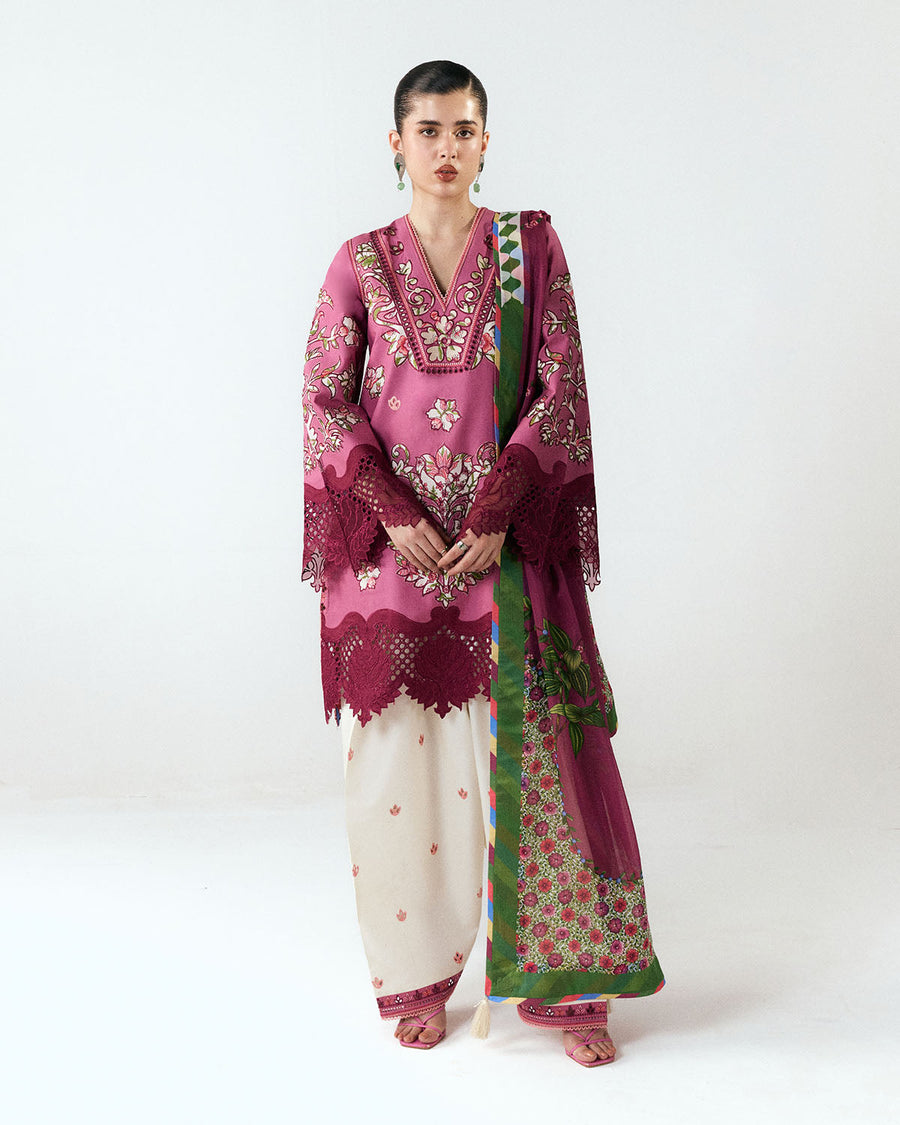Jugnu Lahore Spring Summer Unstitched Embroidered Cotton 3Pc Suit - Yawi